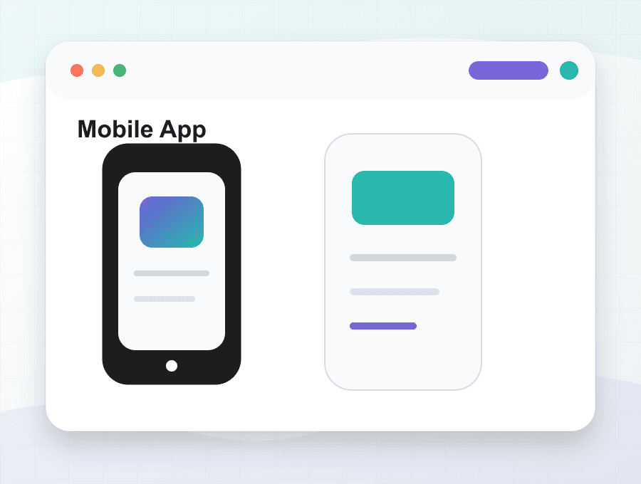 Mobile app development screens for iOS and Android